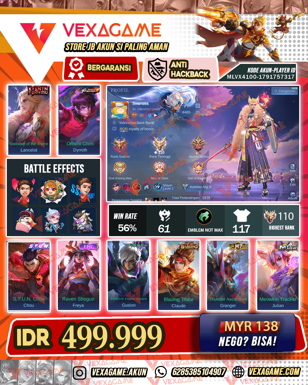 Lancelot Kishin | Dyrroth KOF | Chou Stun | Ex Immortal