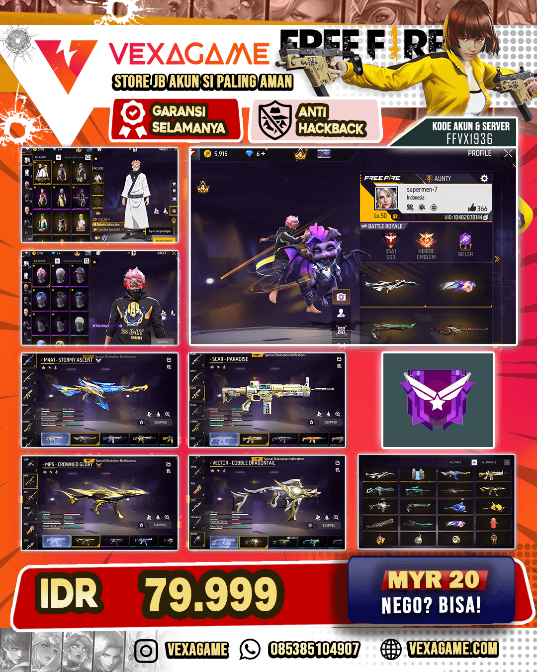 Bundle Sukuna | Rambut Kakashi Pink | M4A1 Stormy Ascent | SCAR Paradise | MP5 Crowned Glory