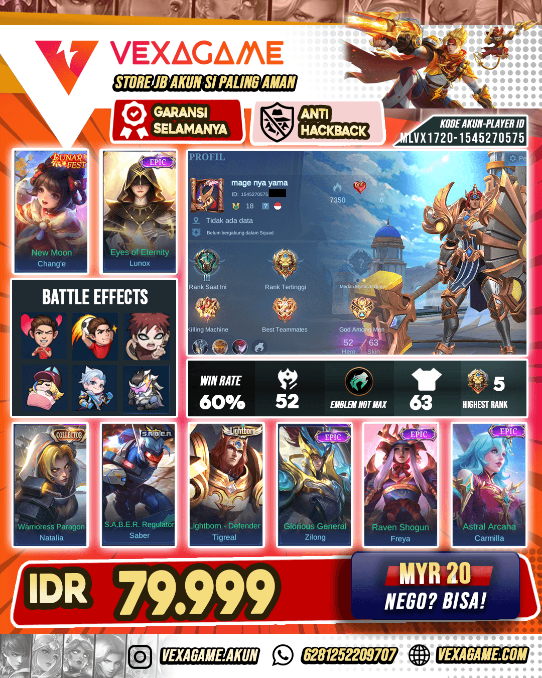 Change Lunar Fest X Lunox Epic | Murah Polos WR Cakep