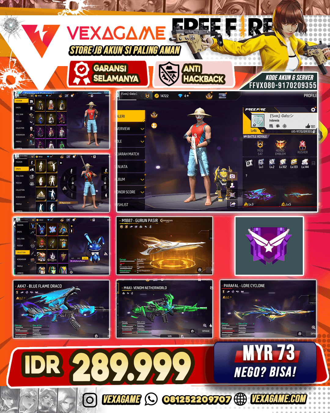 SG Gurun X AK47 Blue Flame Draco Lv 3 X Parafal Lore Cyclone Lv 5