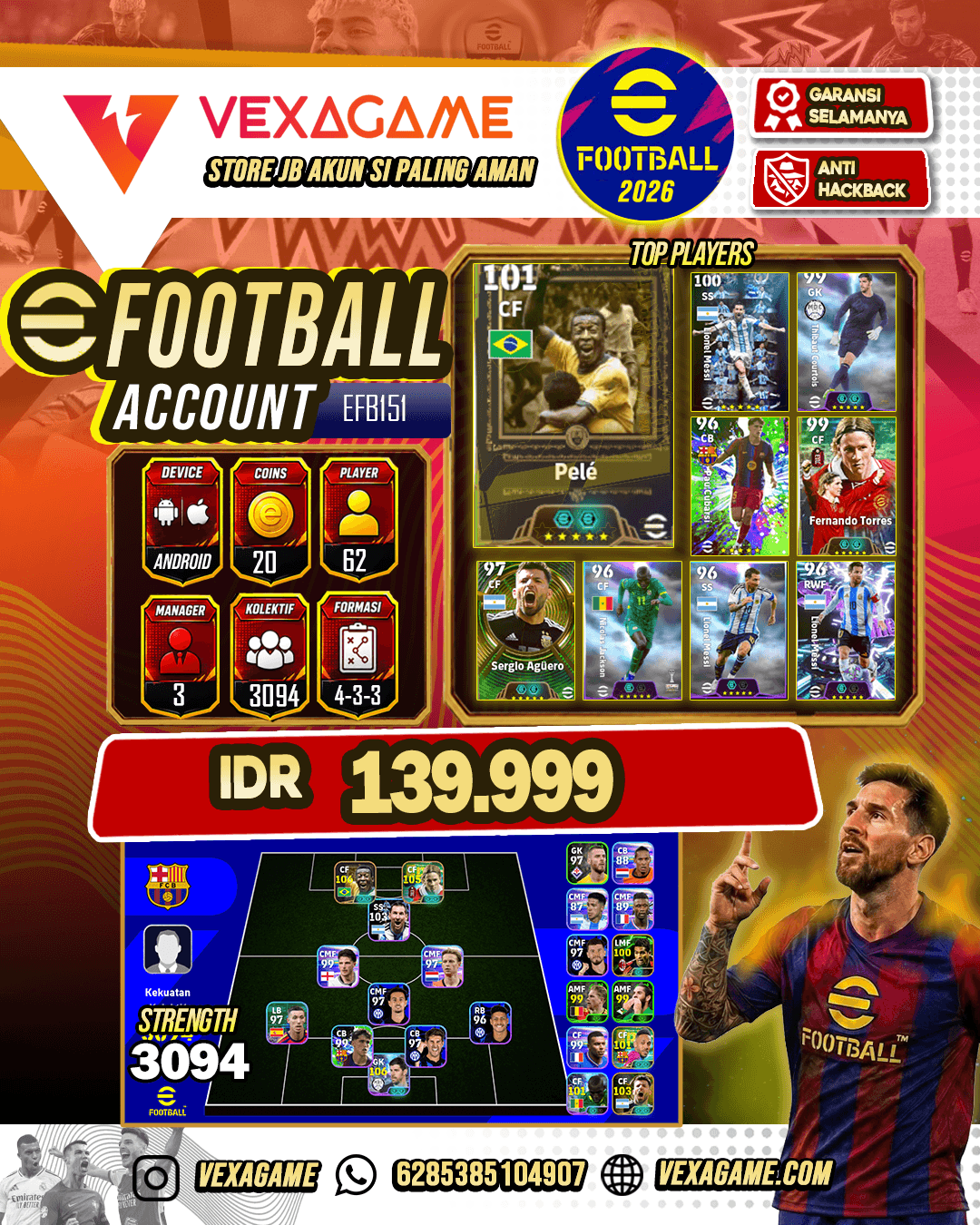 Pelé, Fernando Torres, Thibaut Courtois, Lionel Messi