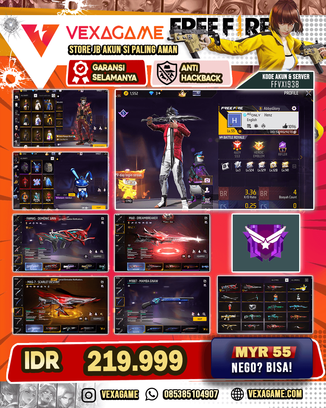 Bundle Ravager | FAMAS Demonic Grin Lv 3 | M60 Lv MAX | MAG 7 Scarlet Destiny | SG Mamba
