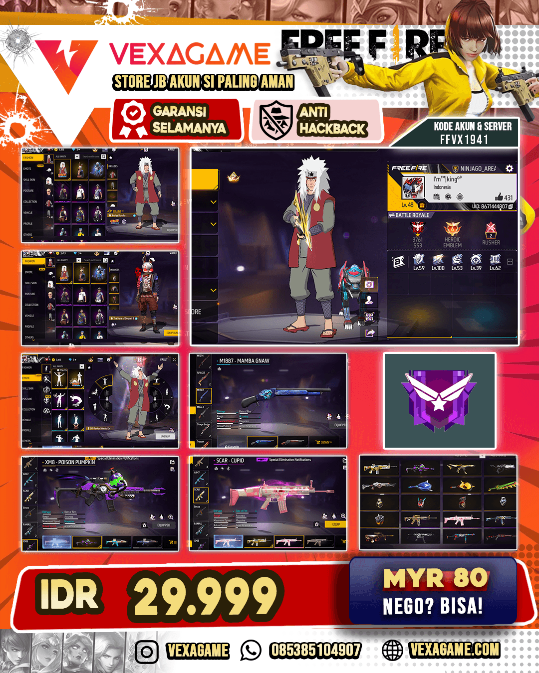 Bundle Jiraiya X The Hare of Despair | SCAR Paradise | SCAR Cupid | XM8 Posion Pumpkin | SG Mamba