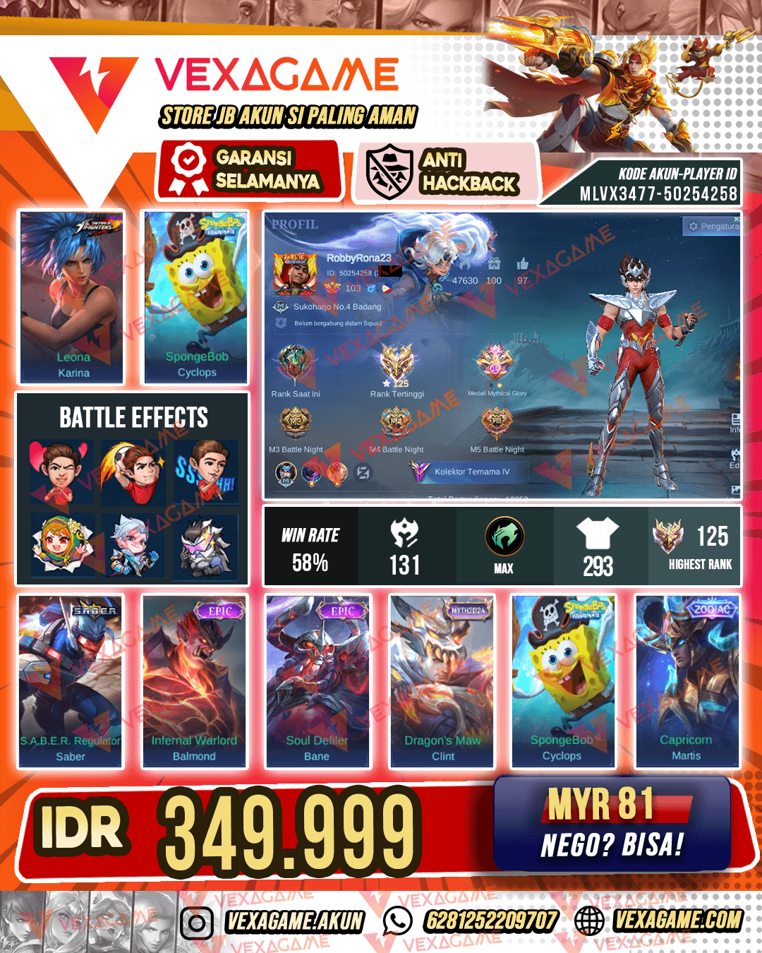 Karina KOF X Cyclops Spongebob | Emblem MAX & Hero MAX | Ex Immortal