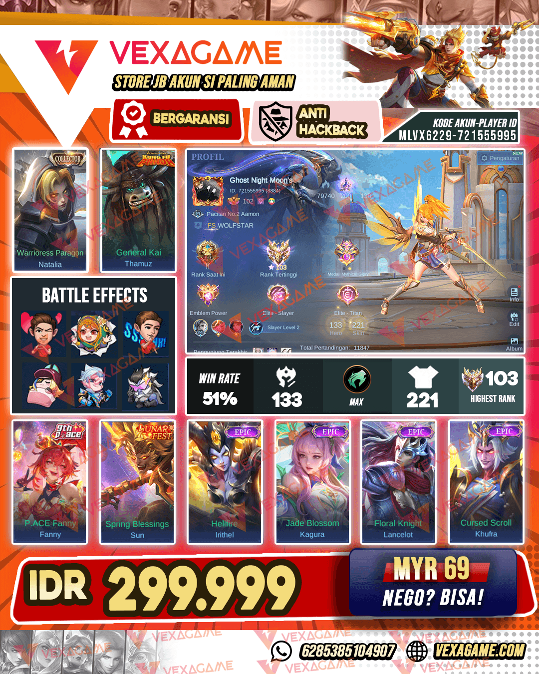 Fanny Lightborn | Thamus Kungfu Panda | Emblem & Hero Max | Ex imo