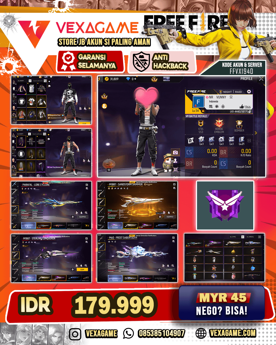 Celana Genji | Parafal Evo Lv 4 | SG Sterling Conqueror Lv 2 | SG Gurun | M60 Frost Sabertooth