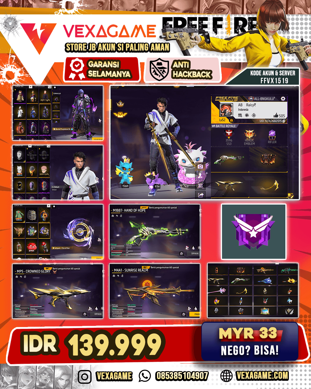 SG LUMUT | MP5 CROWNED GLORY  | M4A1 SUNRISE REALM | BURID PURPLEDUST BUNDLE & YUJI BUNDLE JJK | VAULT 80++