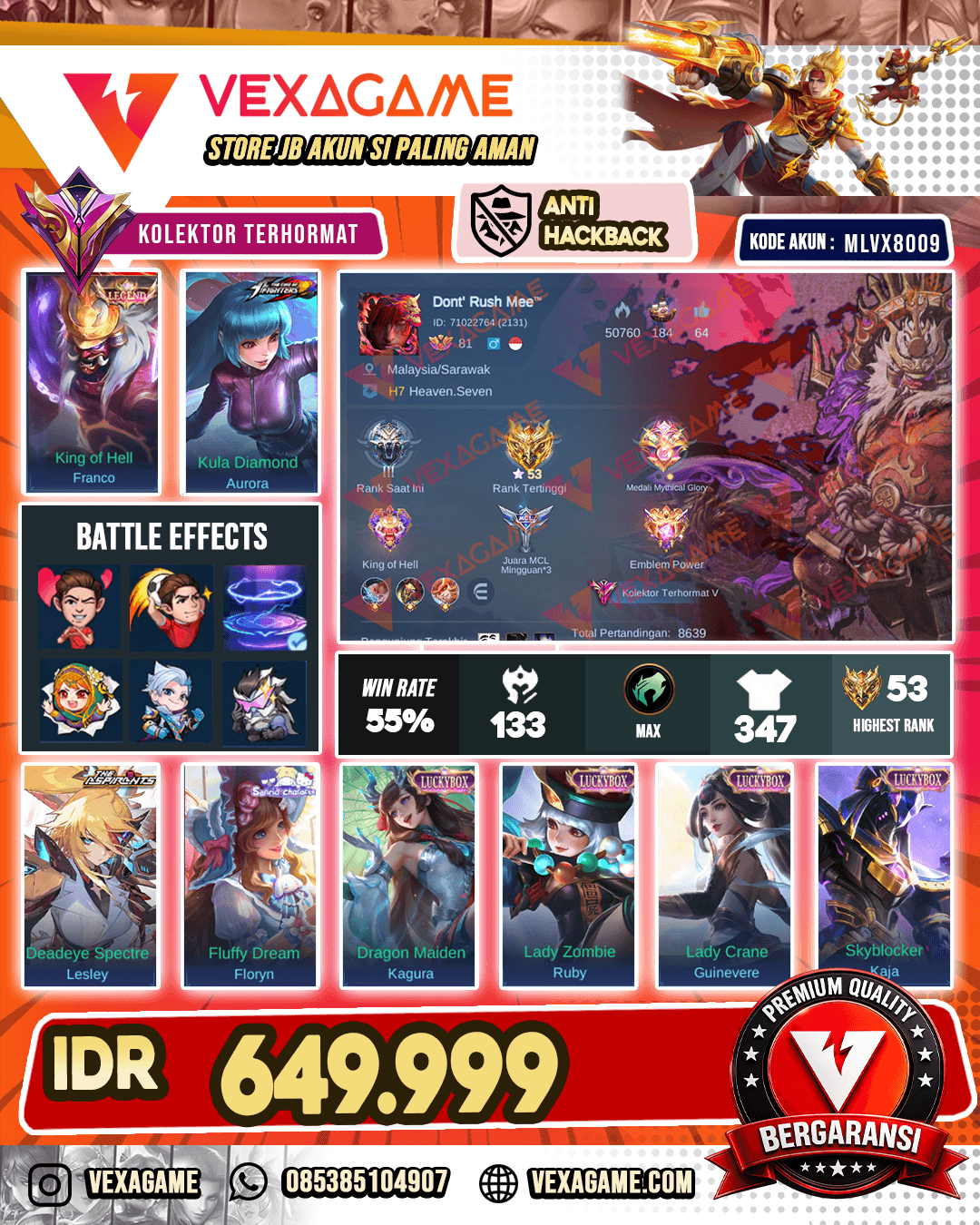 Franco Legend | Aurora Kof | Lesley Ashpirant | 5 Luckybox | 2 Annualstar Recall TAS TAS