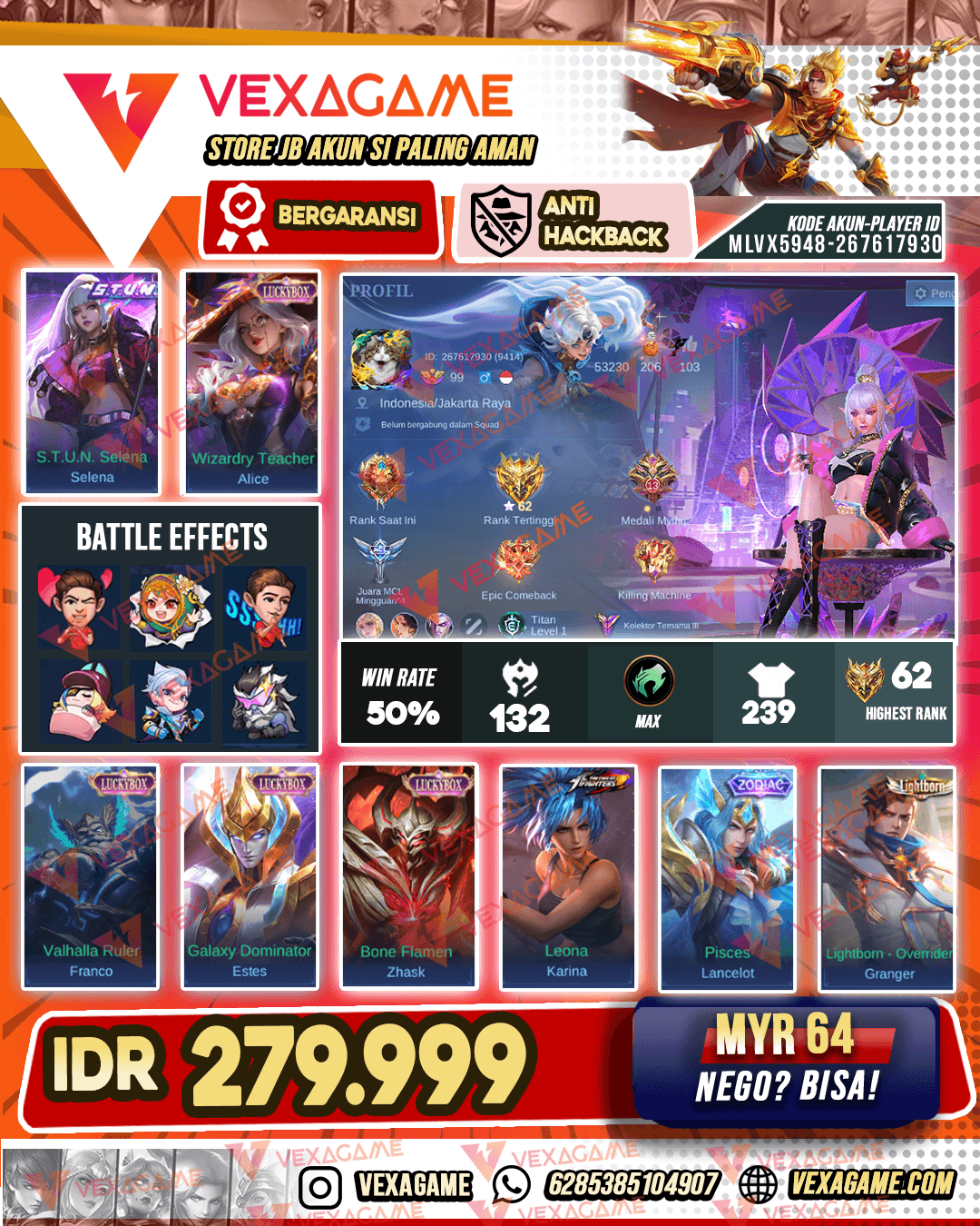 Selena STUN X 4 Luckybox | Emblem MAX & Hero MAX