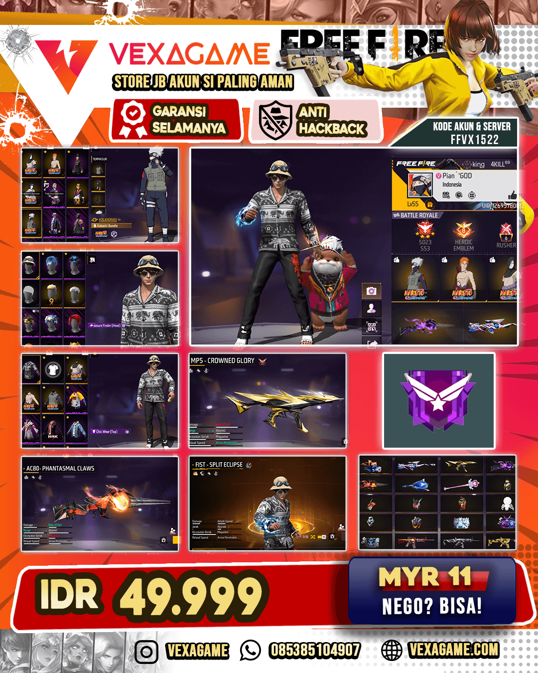 Bundle Kakashi X Pain | Baju Gajah | MP5 Crowned Glory | AC80 2 Rasa