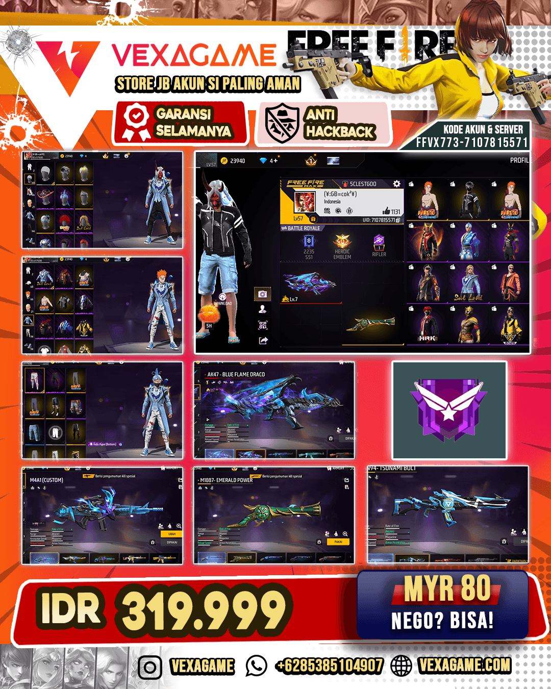 SG Lumut | AN94 Tsunami Bolt | Ak47 Blue Flame Draco Lv MAX | Celana Indo Hype | Vault 100+