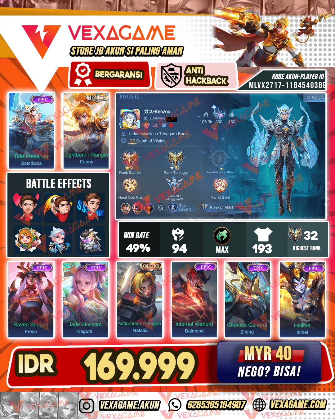 Gatotkaca Epic | Fanny Lightborn | Emblem MAX