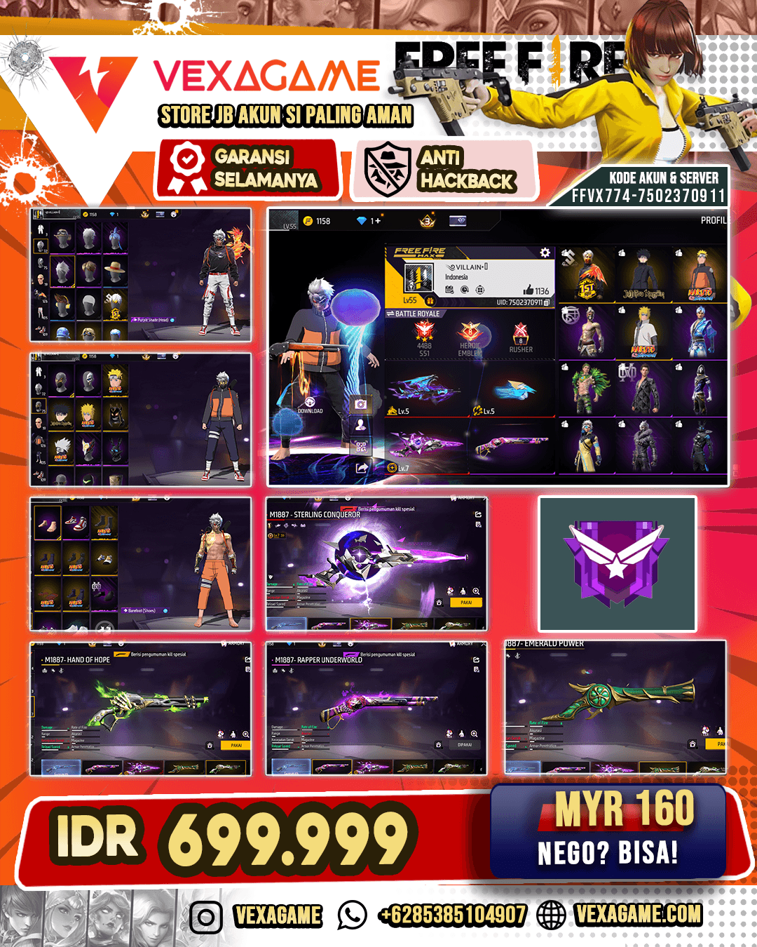 3 EVO | BUNDLE NARUTO X MINATO | BUNDLE JK | SG LUMUT | SG TEROMPET | SG REAPER | VAULT 100+