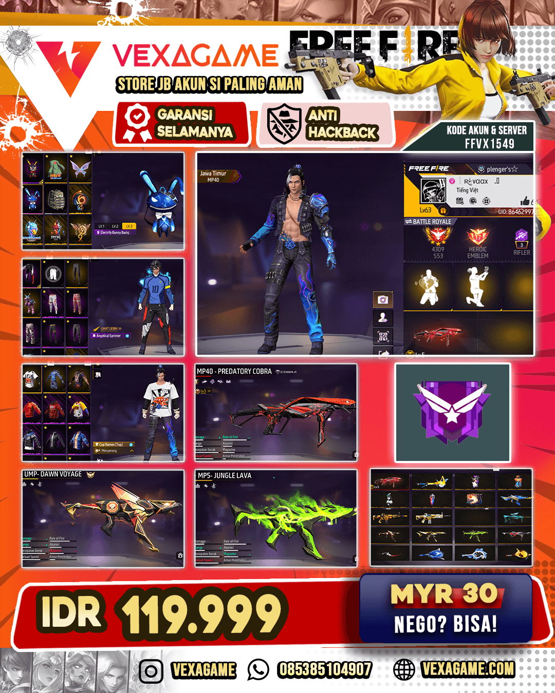 Bundle Bluelock X Sweetheart | Celana Angel | MP40 Predatory Cobea Lv 5 | MP5 2 Rasa | UMP Dawn Voyage | SG Mamba | Vault OTW 300 | DM 380