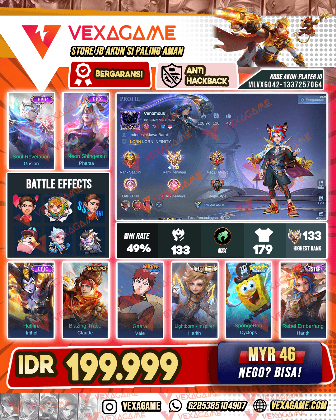 Harrith Starlight | Gusion Epic | Emblem + Hero MAX | Ex Immo