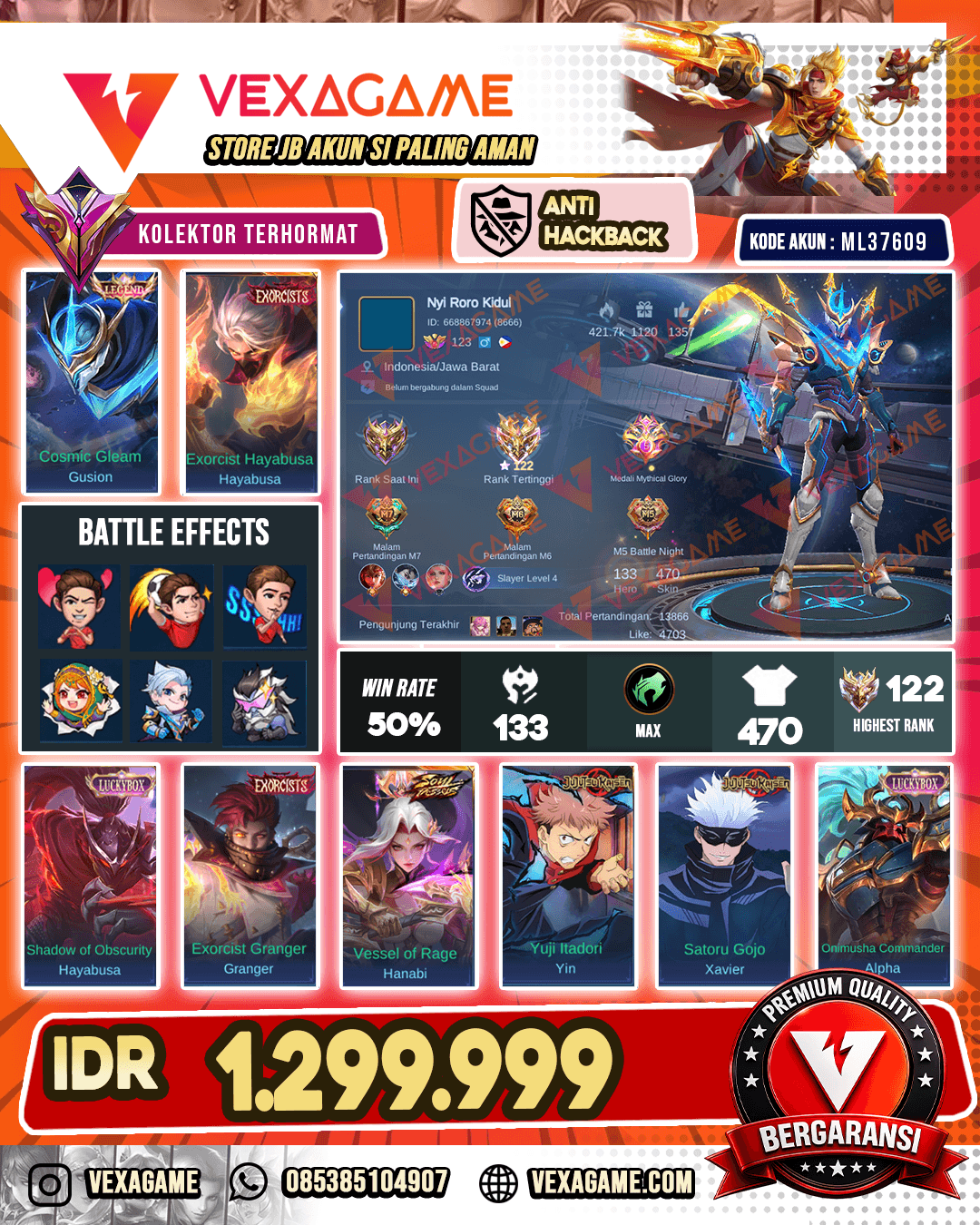 Gusion Legend | Hayabusa Exorcist X Granger Exorcist | Hanabi Soul Vessels | Yin JJK X Xavier JJK | 2 Luckybox | Recall Tas Tas