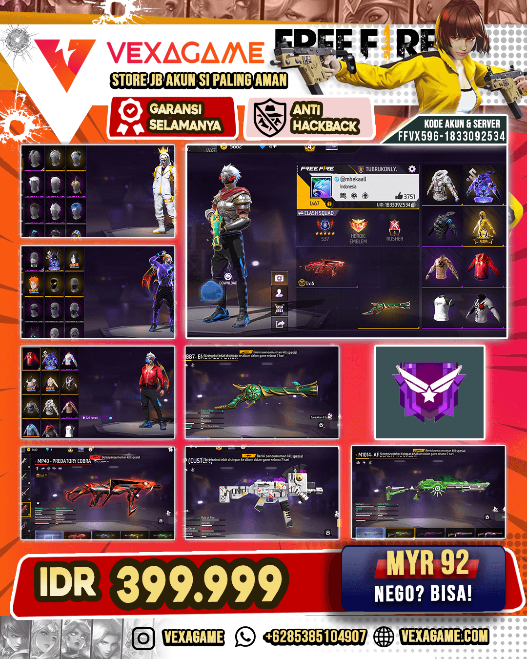 SG TROMPET | MP40 PREDATOR COBRA LVL 6 | SG APOCALYPTIC HIJAU | SCAR INFERNO |  VAULT 450++