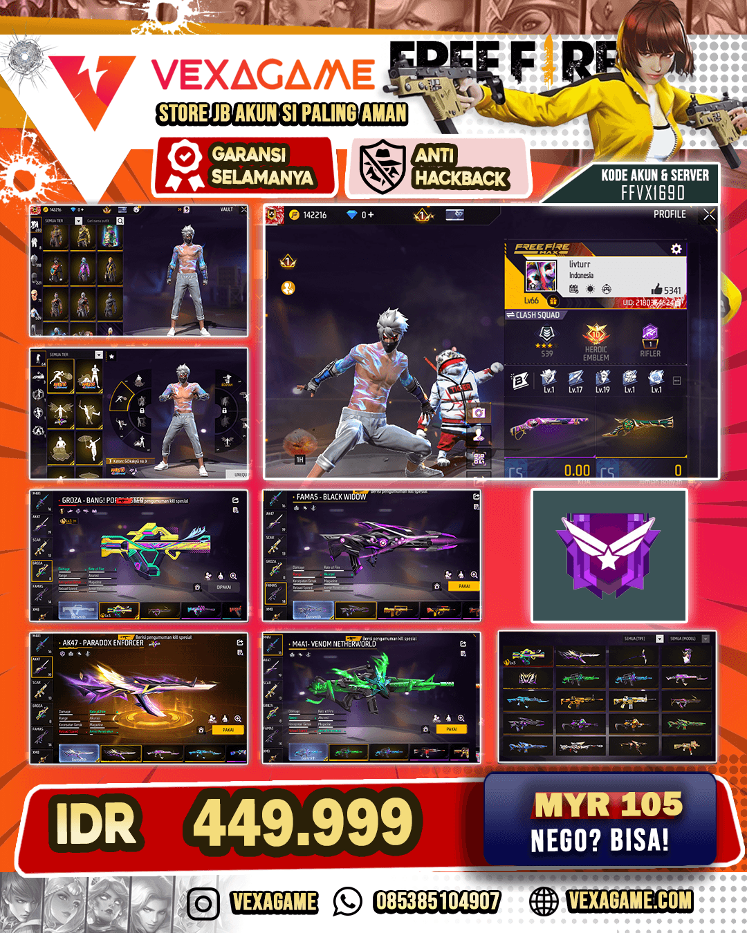 EVO Groza | SG Rapper | SG Terompet | 5 Bundle Naruto | Vault 500++