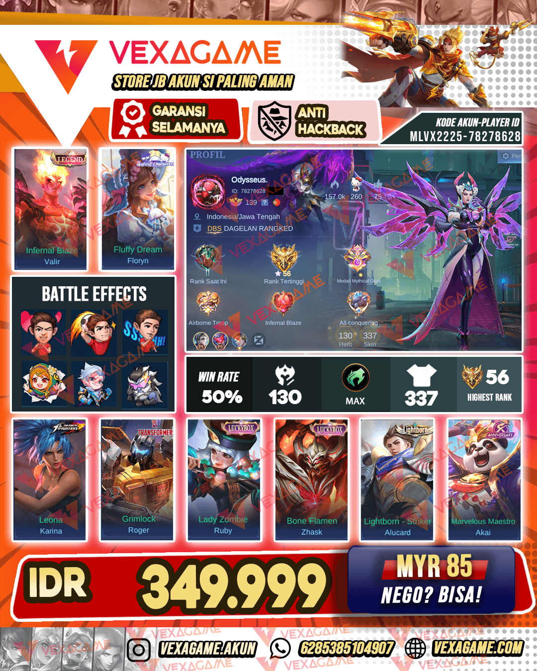 Valir Legend | Floryn Sanrio | Ruby Luckybox  | Emblem MAX & Hero MAX | Recall Tas Tas