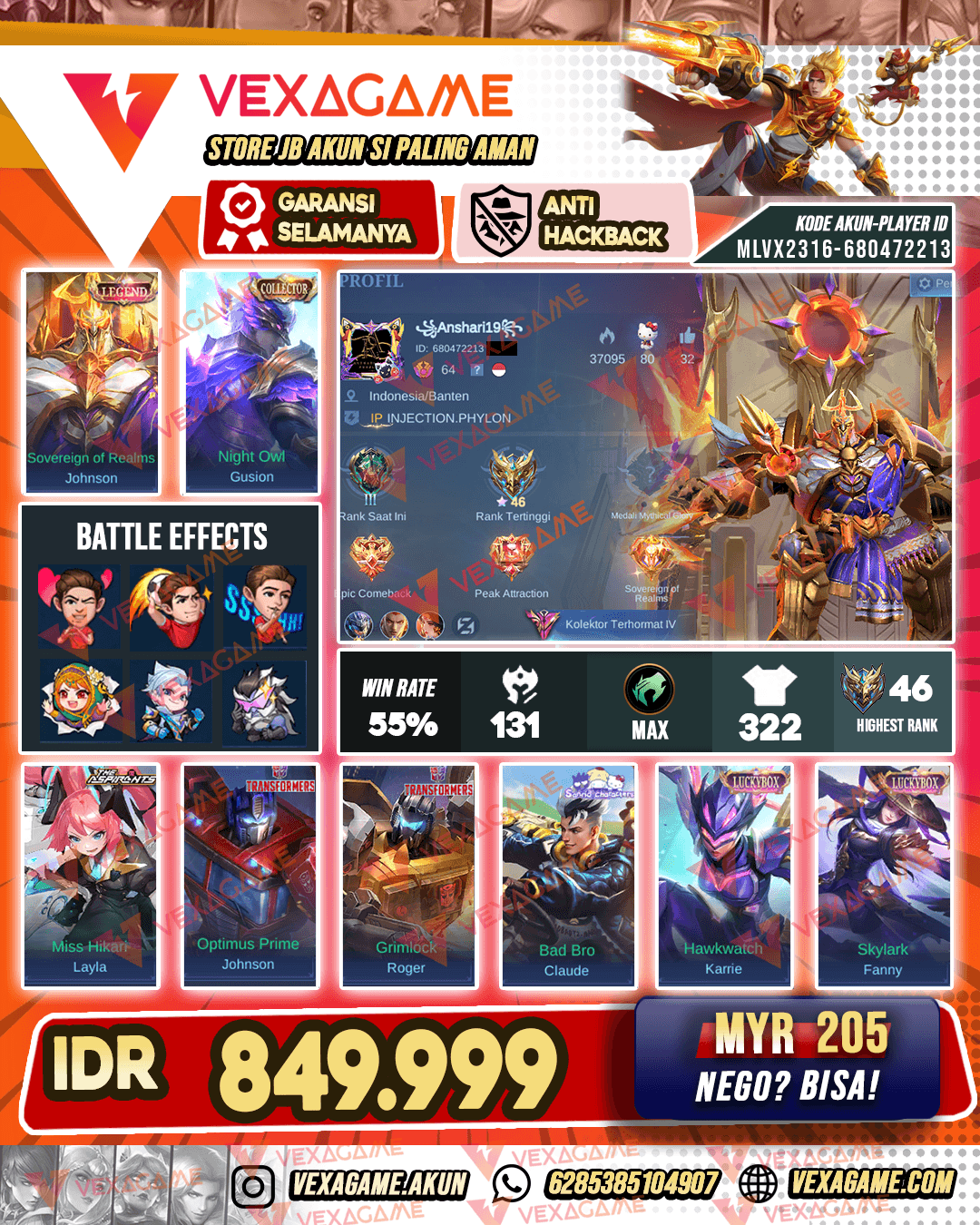 Johnson Legend | Gusion Collector | Layla Aspirants