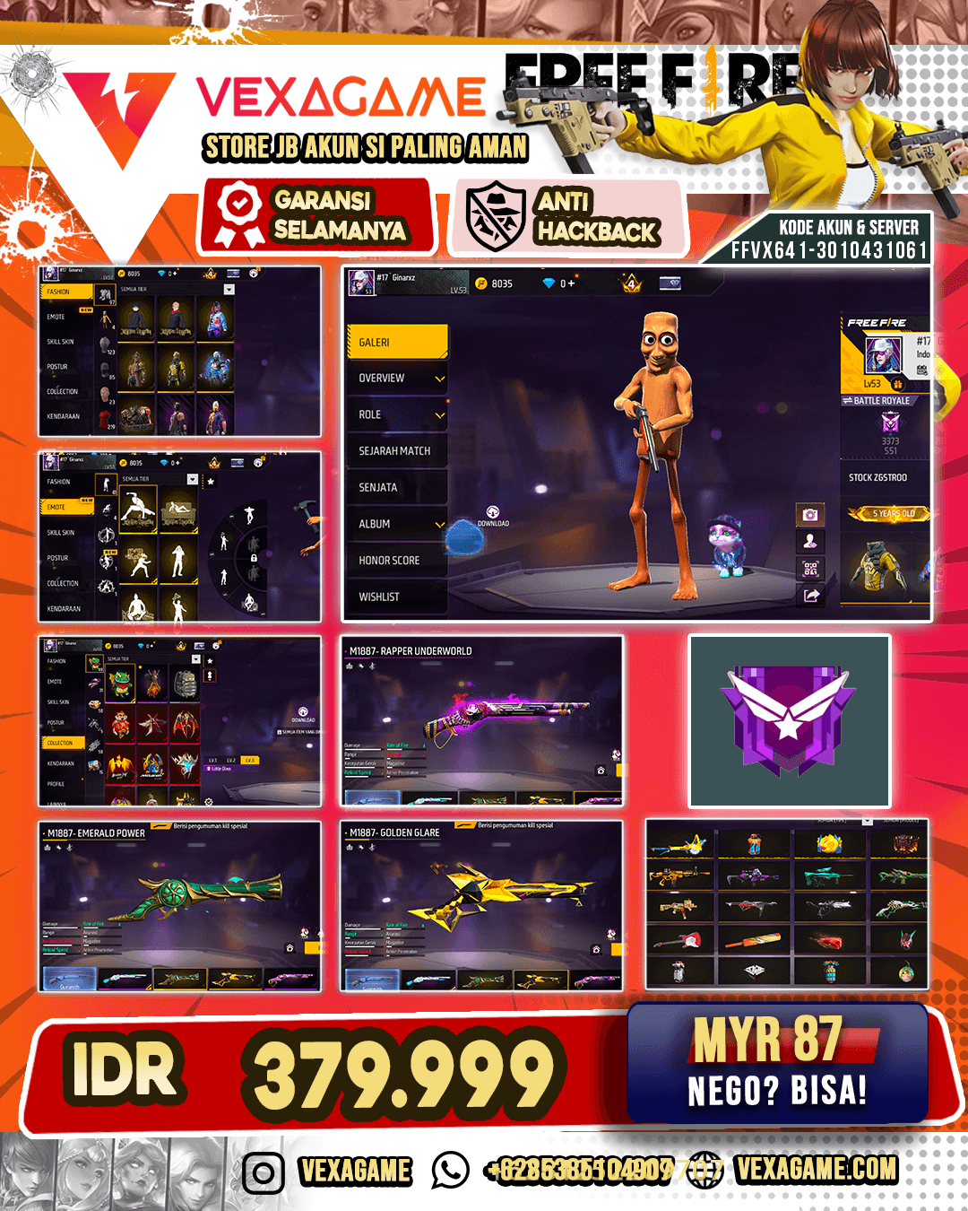 Bundle Tung Tung Sahur | Backpack Demi Wings | M4A1 Venom Netherworld | AK47 Unicorn's Rage | SCAR Golden Strike | SG Reaper | SG Terompet | SG Golden Glare | Vault 200+