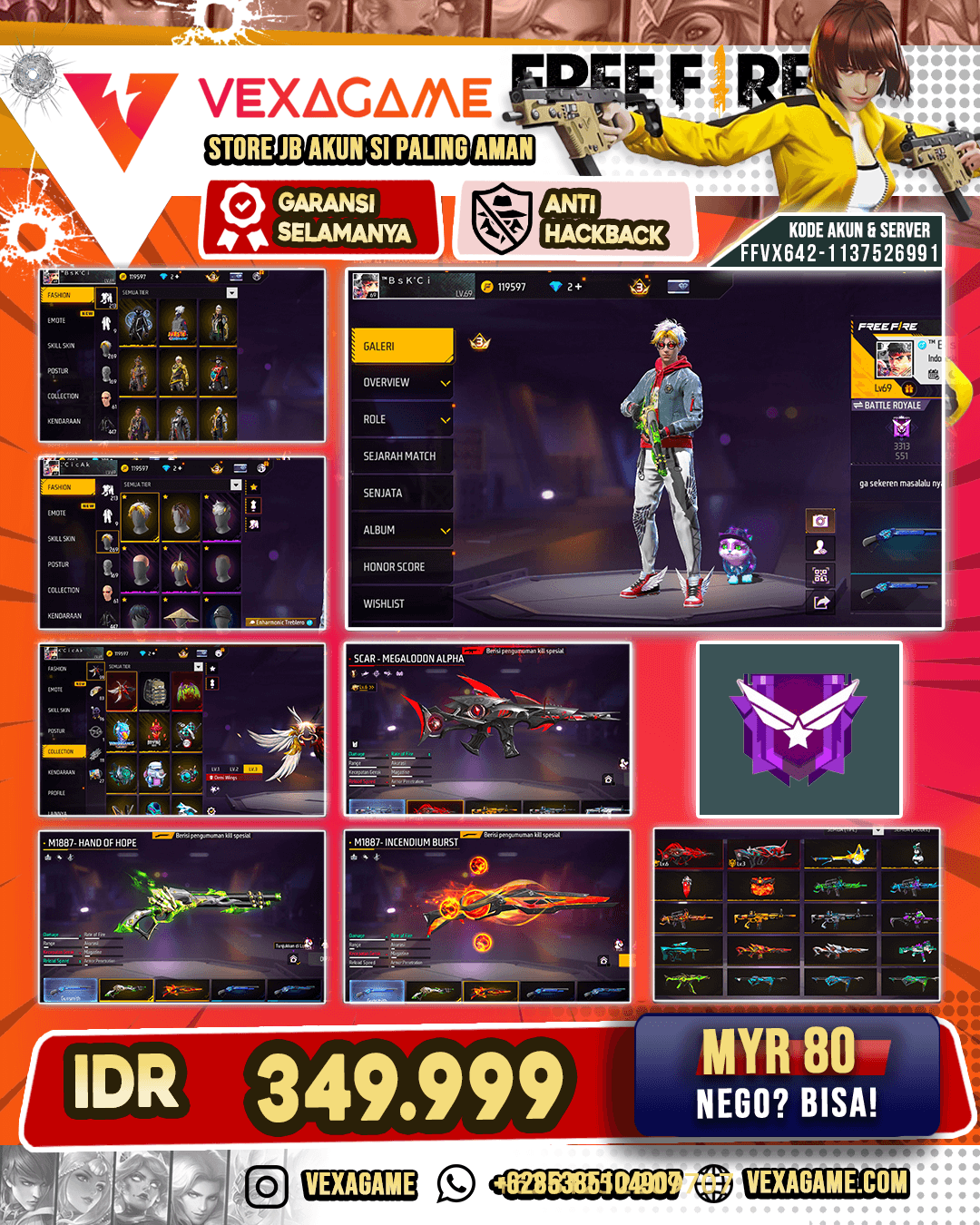 Backpack Demi Wings | M4A1 3 Rasa | SCAR Megalodon Alpha Lv 6 | FAMAS Demonic Grin Lv 3 | UMP Gators Papercut | SG Lumut X Incendium Burst | Vault 400+
