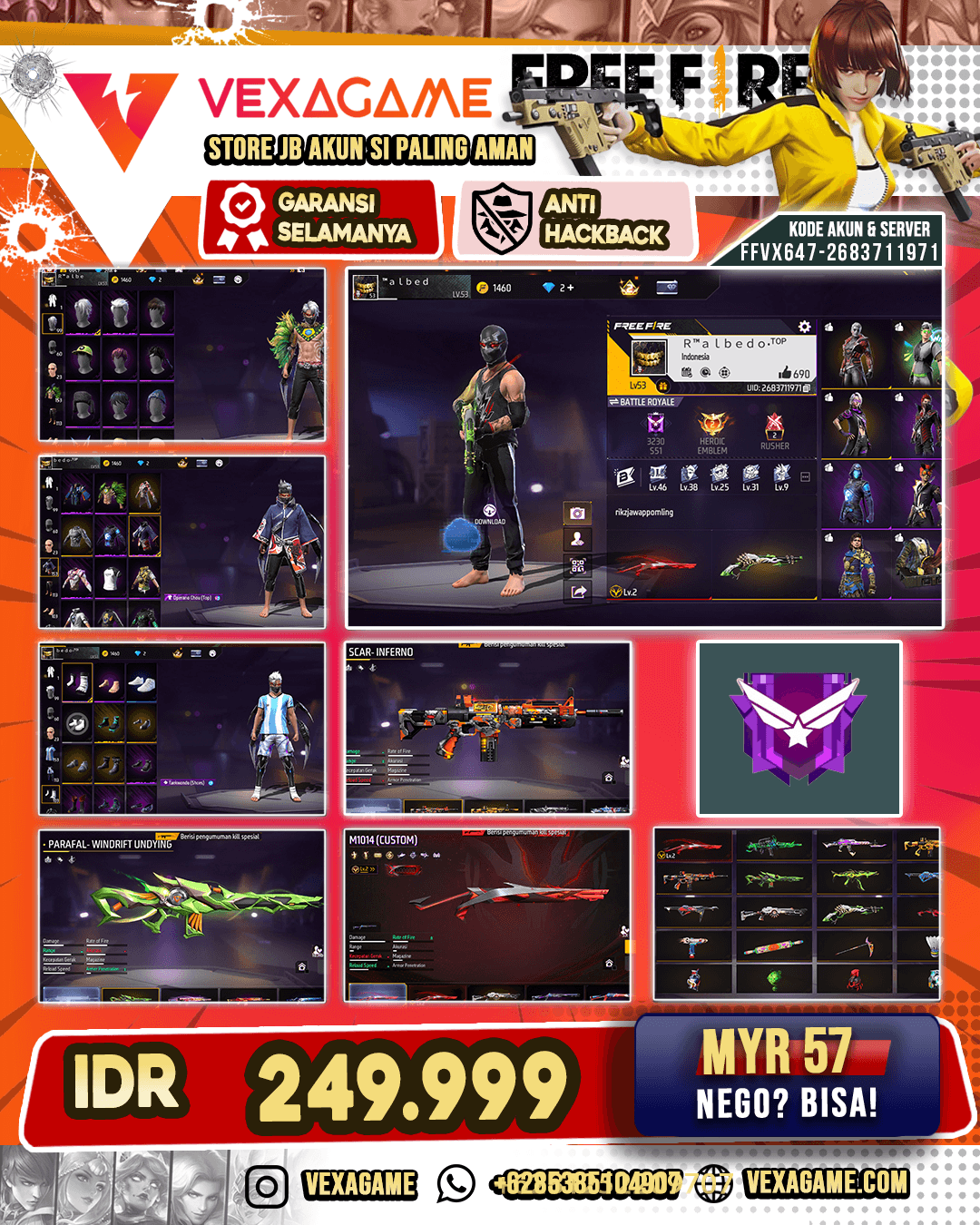 Backpack Scorpio | SCAR Inferno | Parafal Windrift Undying | MP40 2 Rasa | SG Panjang Evo Lv 2 | SG Lumut | Vault 150+