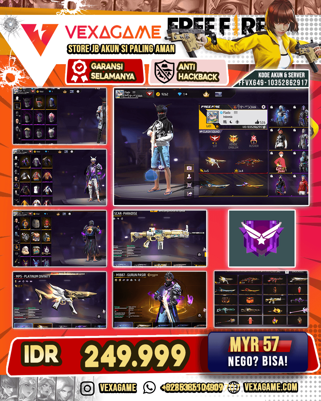 Indo Hype Celana | SCAR Paradise | MP5 Platinum Divinity Lv 5 | SG Gurun | Thompson Cindered Colossus