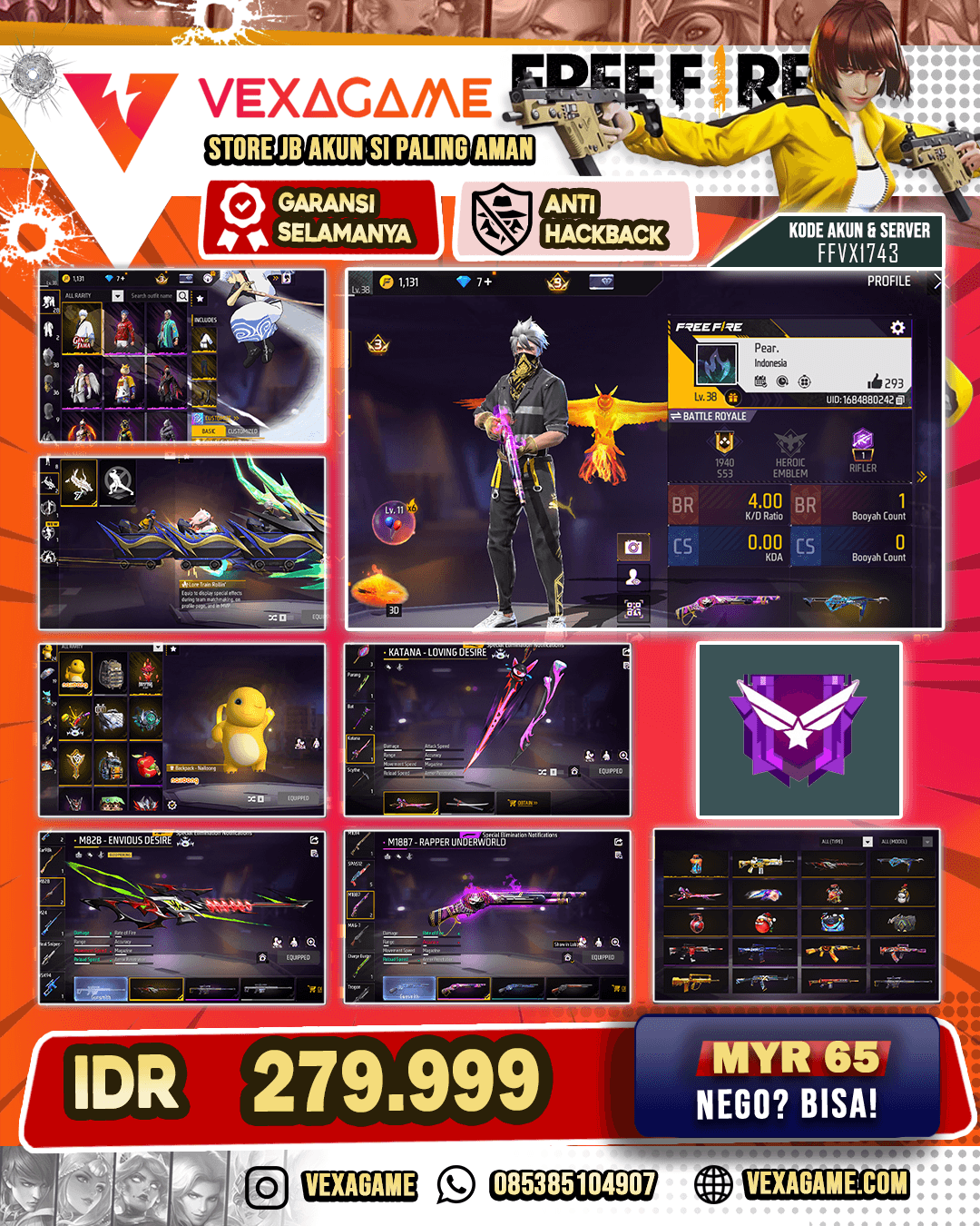 SG2 RAPPER | M82B ENVIOUS DESIRE | FIST FROSTFIRE PUNCH | KATANA LOVING DESIRE | BUNDLE GINTOKI | MASKER LETDA | RAMBUT SASUKE | CELANA ANGEL ON | VAULT 70+ | ANIMASI KEDATANGAN ON