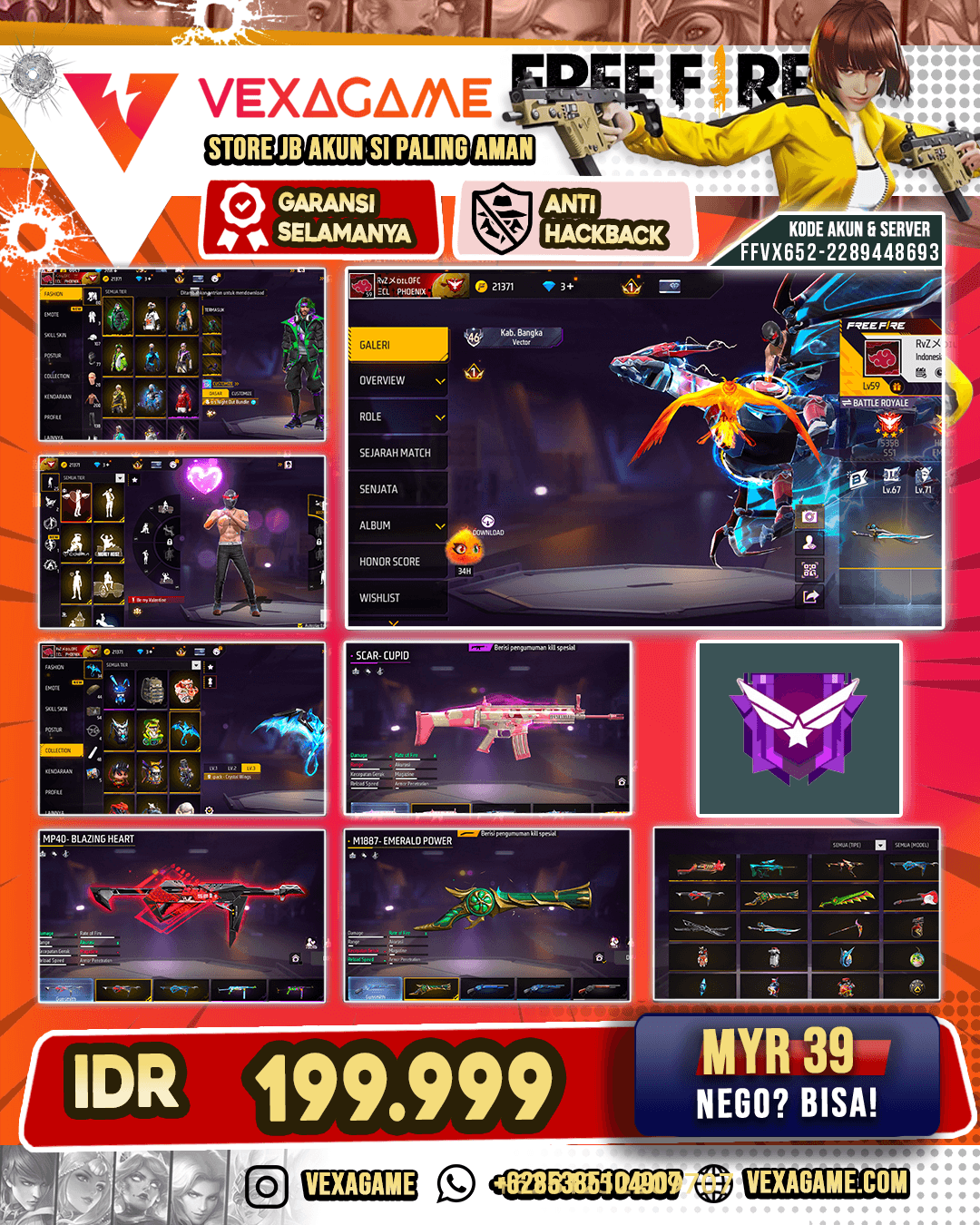 DG Hero Night Out Bundle | Emote Be my Valentine | Emote Dragon Rider | SCAR Cupid | MP40 Blazing Heart | SG Terompet | Charge Buster Good Job