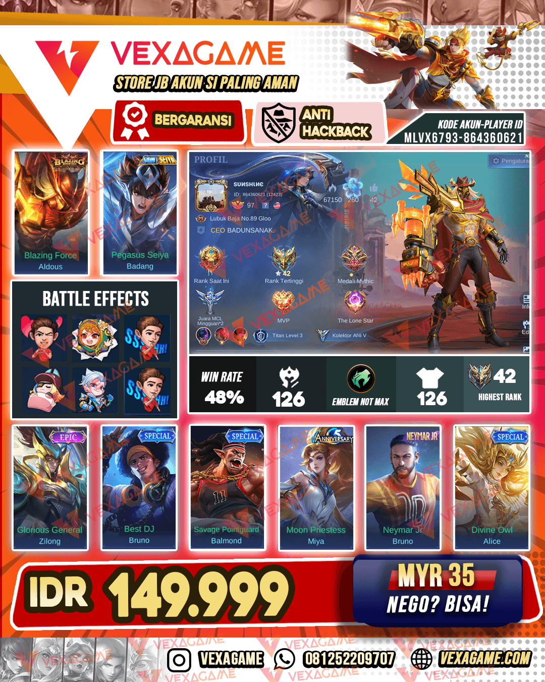 Aldouis Blazing | Badang Pggasus Seiya | Emblem Max