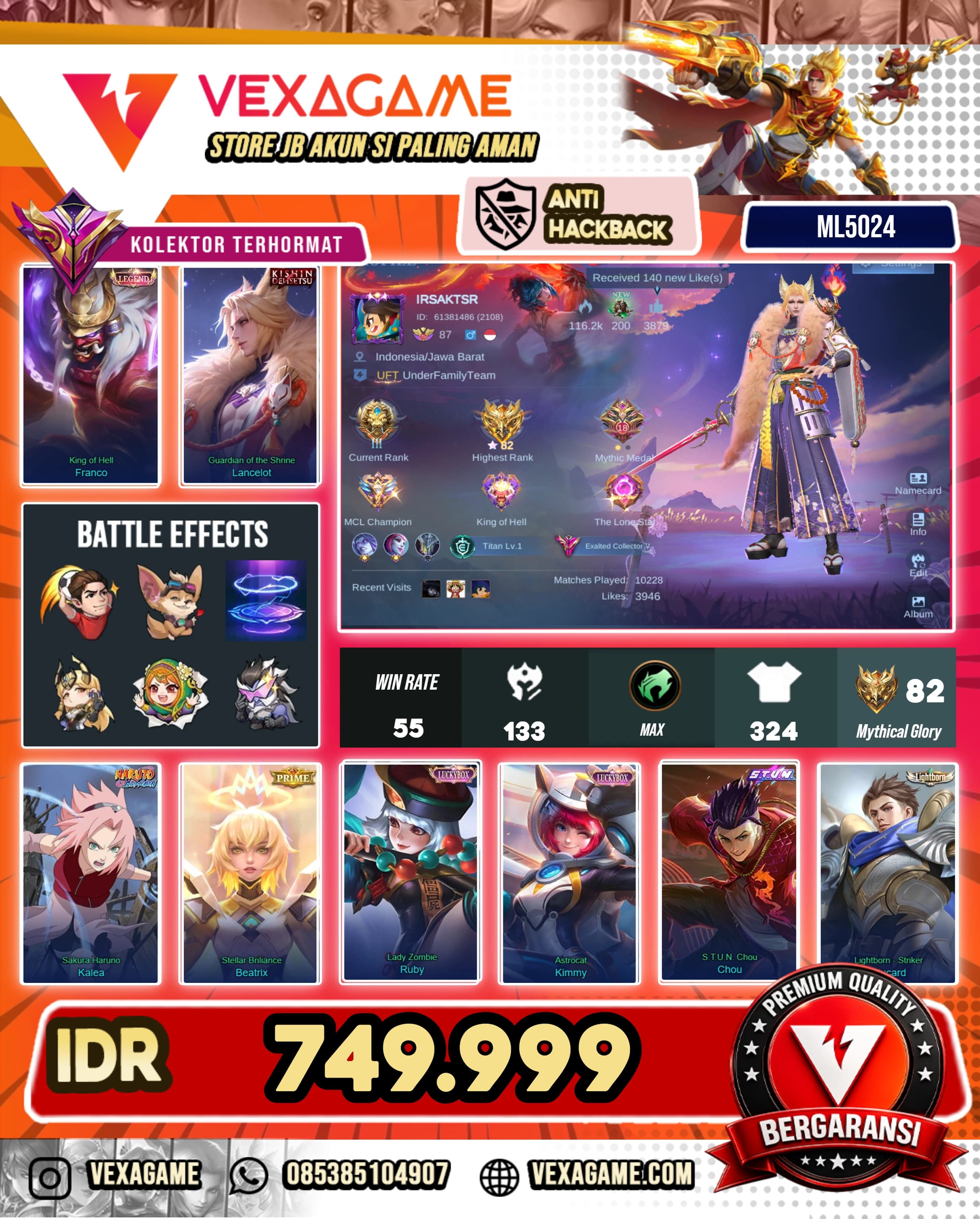 Franco Legend | Lancelot Kishin | Kalea Sakura | 2 Luckybox | Tas Tas ON