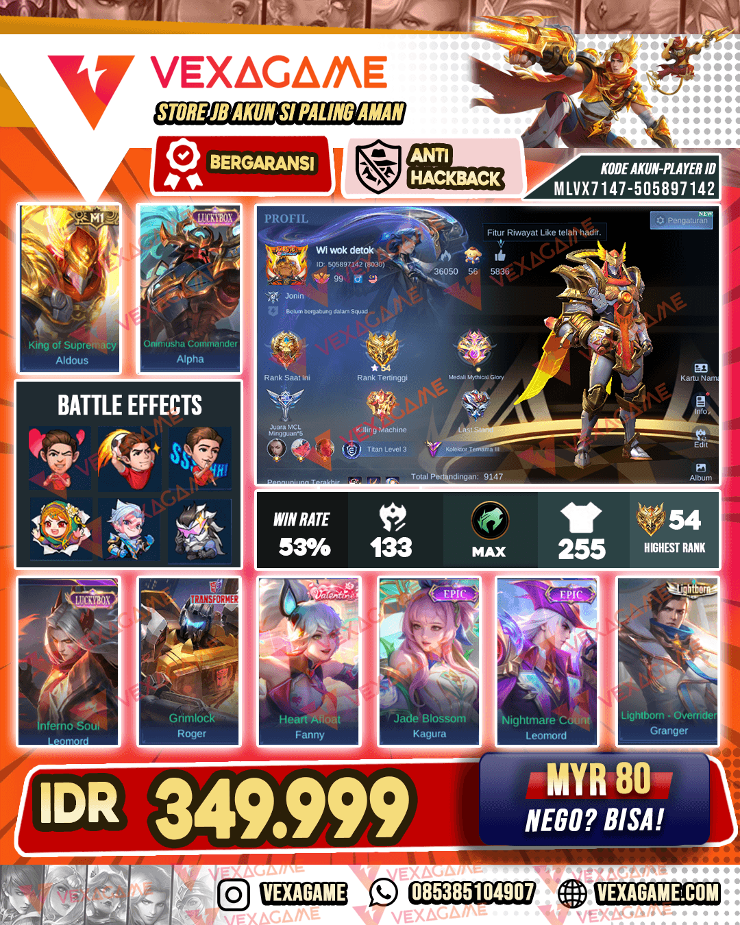 Aldous M1 | Alpha Luckybox | Leomord Luckybox | Roger Transformer | Emblem & Hero MAX