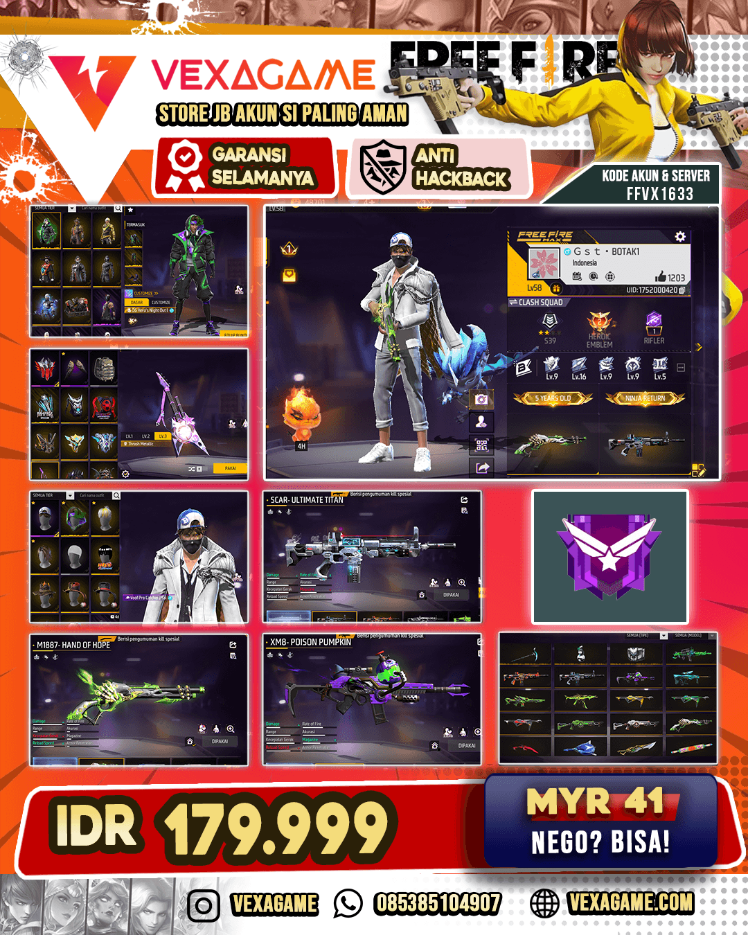 SG LUMUT | SCAR ULTIMATE TITAN | XM8 POISON PUMPKIN | M4A1 CATACLYSM |OG HERO'S NIGHT OUT BUNDLE x CURSED MAGICIAN BUNDLE | VAULT 200++
