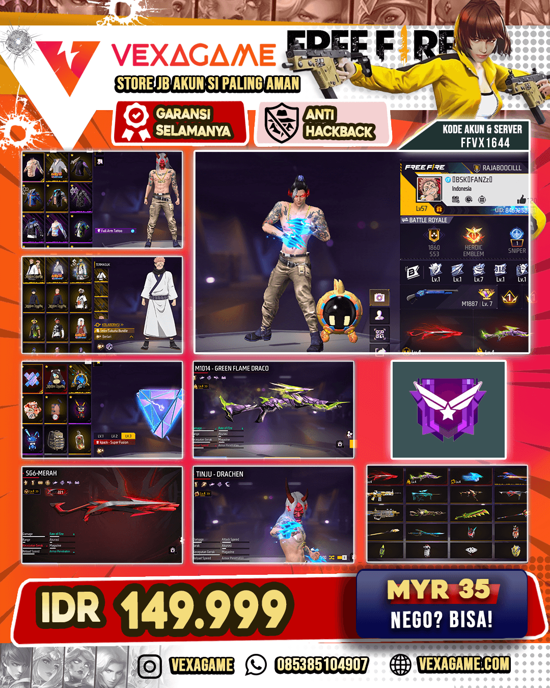 Bundle Sukuna X Sasuke | Topeng Budi | SG PANJANG EVO 2 RASA Lv 4 | Tinju Drachen Otw MAX | UMP Dawn Voyage | SCAR Paradise
