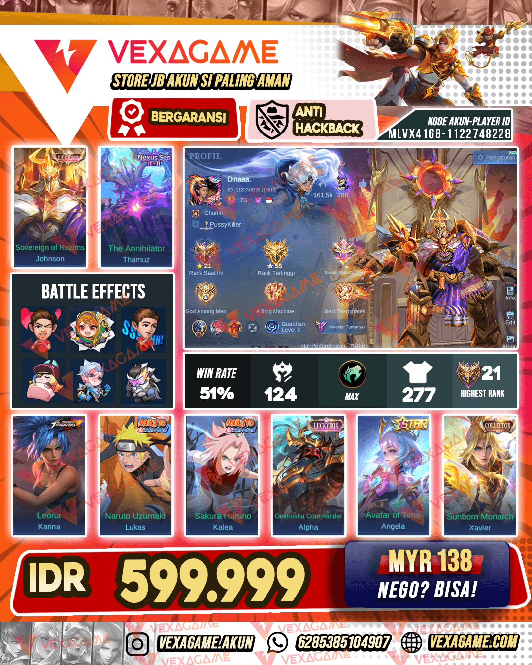 Johnson Legend | Thamuz 11.11 | Lukas Naruto | Kalea Naruto | Emblem MAX