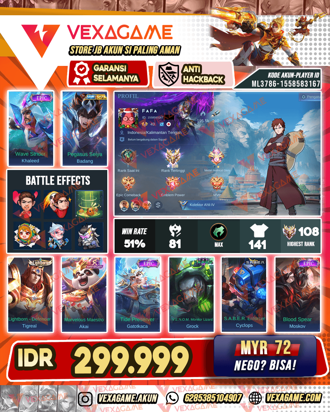 Badang Saint Seiya X Khaleed Epic | Ex Immortal |  Emblem MAX