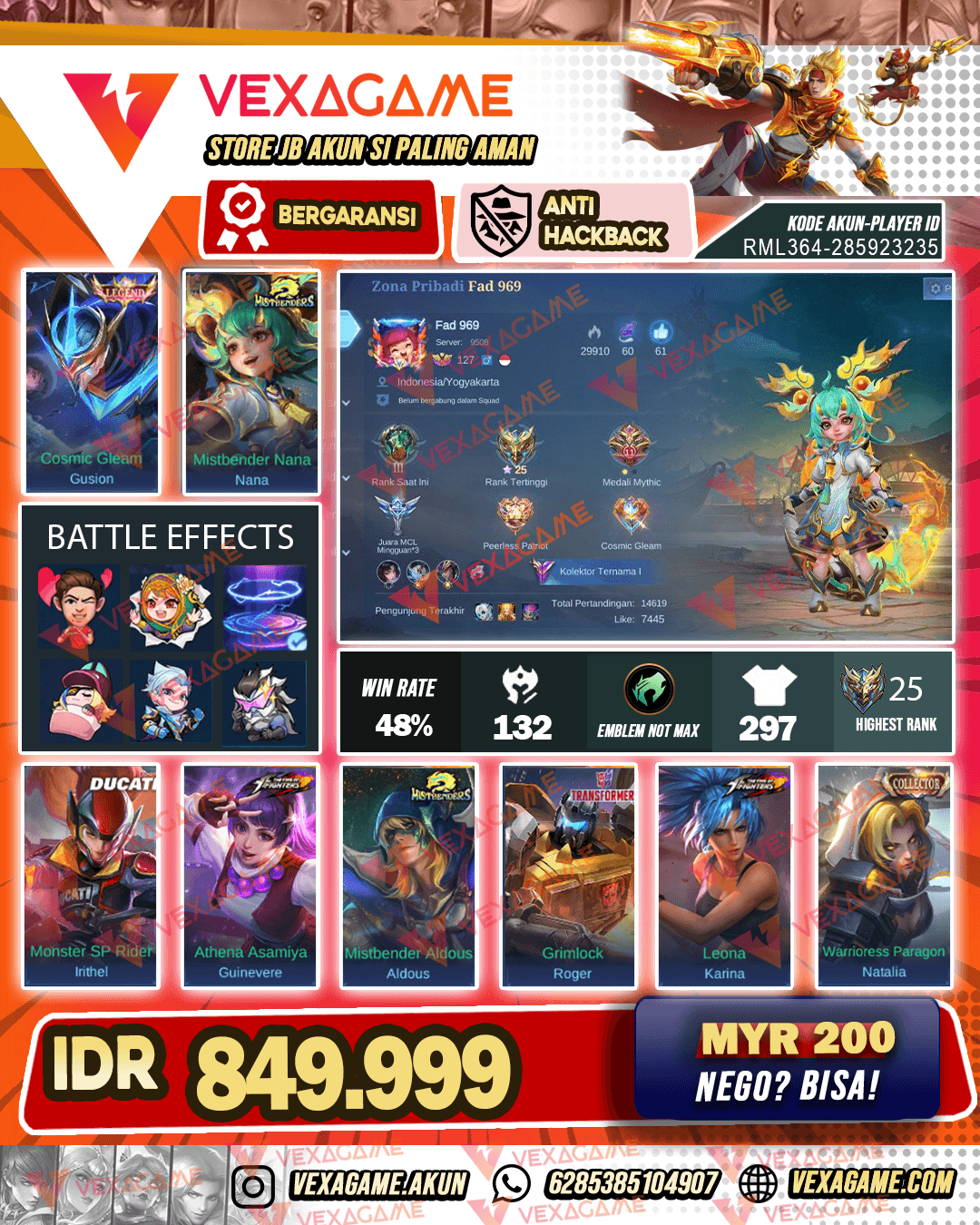 2 Mistbender | Gusion Legend | Irithel Ducati | Guinevere KOF 6 Zodiac | Tas - Tas ON