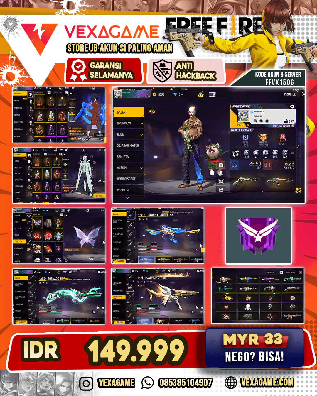Bundle Madara X Obito | M4A1 Stormy Ascent | AN94 Tornado Bolt | MP5 Platinum Divinity Lv 5 | SG Lumut