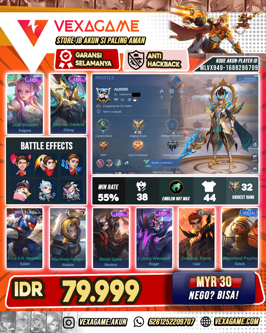 Zilong Epic Akun Harga Pelajar