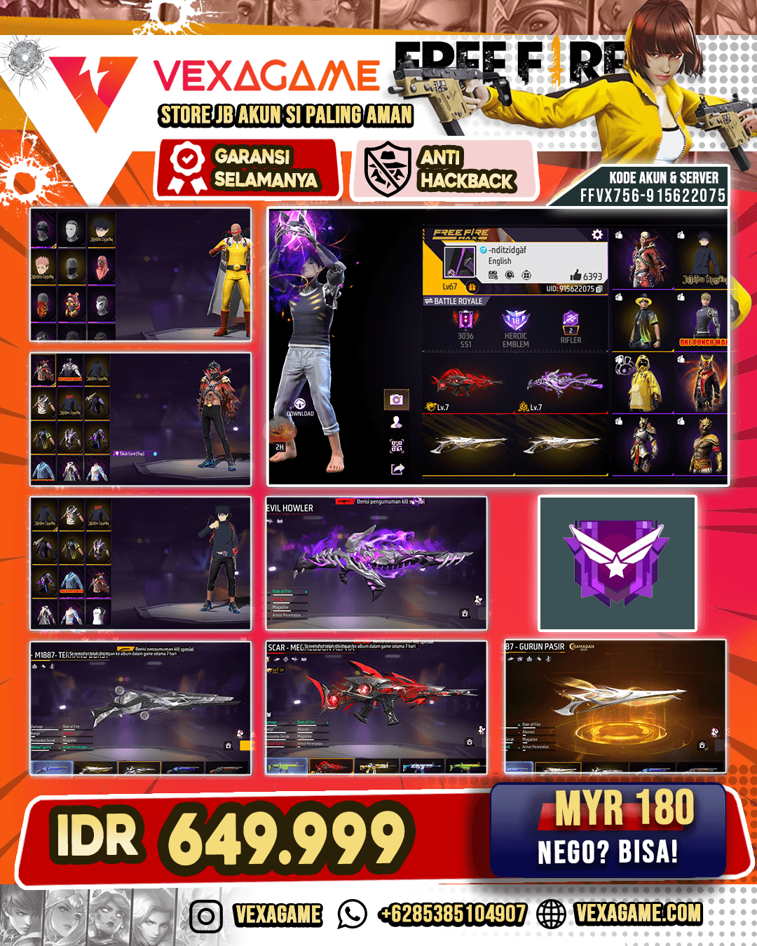 SCAR MEGALODON ALPHA LV 7 | AN94 EVIL HOWLER LV 7 | SG 3 RASA | VAULT 400++