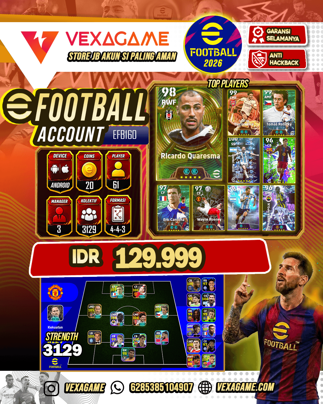 Tomáš Rosický, Ricardo Quaresma, Wayne Rooney, Eric Cantona, Lionel Messi
