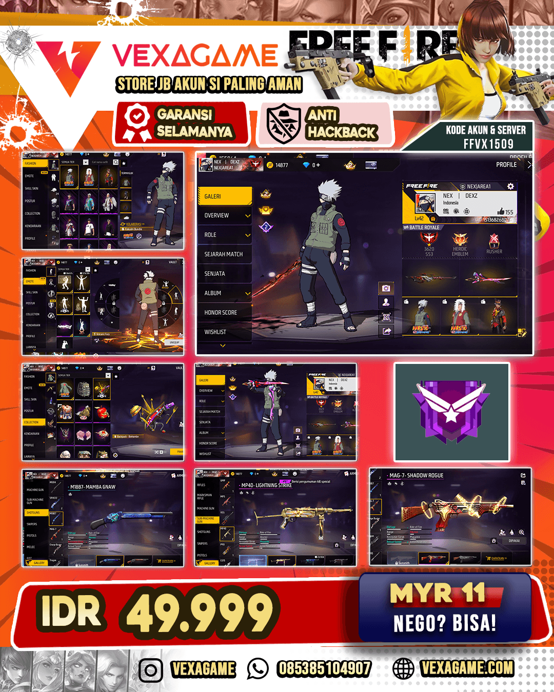 SG MAMBA | Parafal Sickly Sweet |  Katana Loving Desire | MP40 Lighting Strike | Jiraya Bundle | Kakashi Bundle |