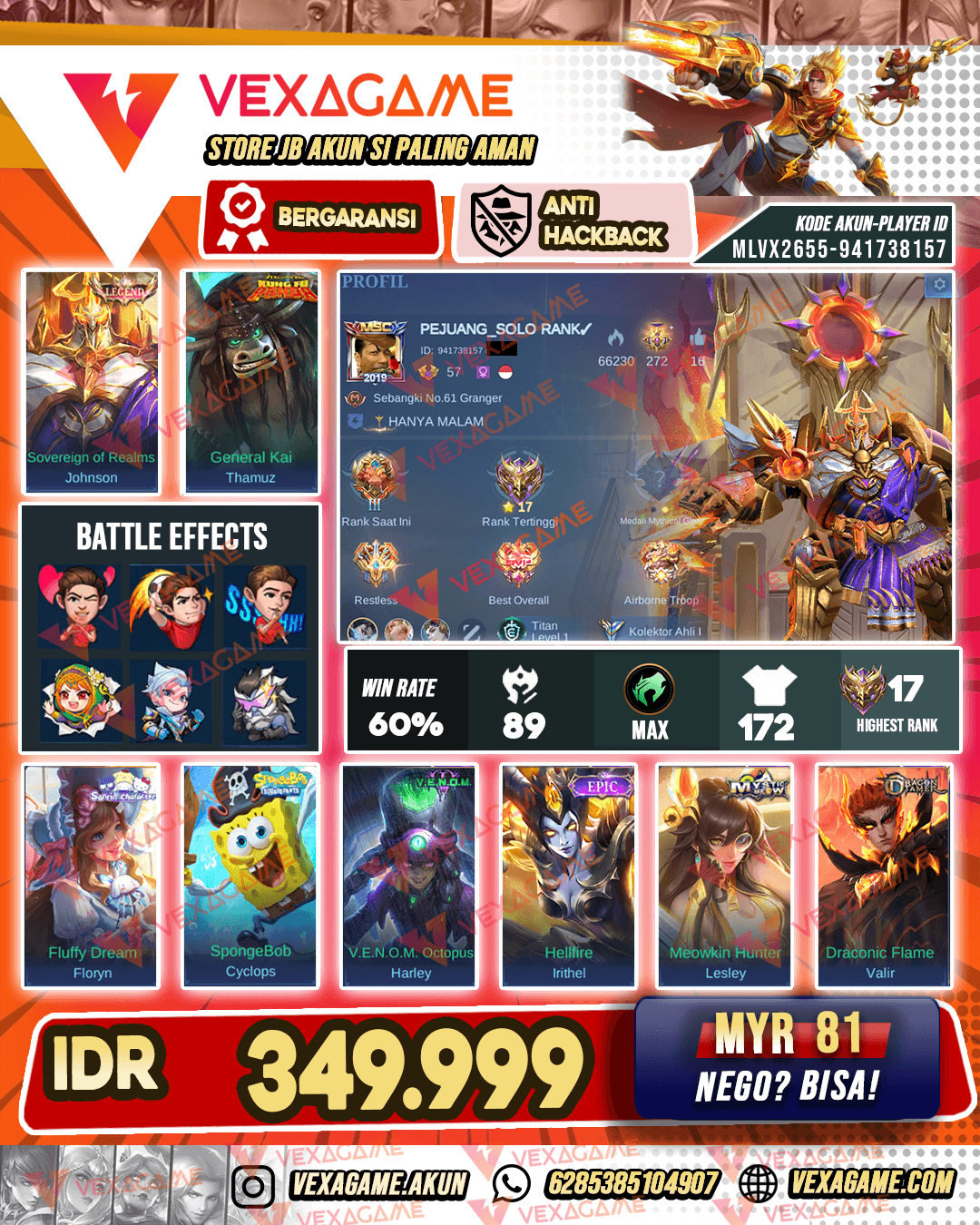 Johnson Legend ~ Floryn Sanrio ~ Thamuz Kungfu Panda ~ Emblem MAX
