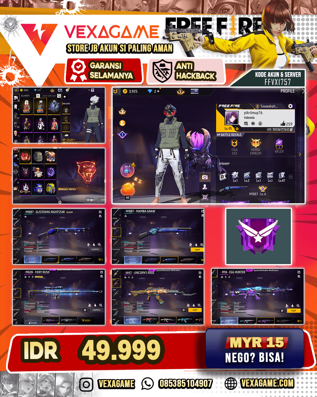SG Mamba | Scar Golden Paradise | Budle Jiraya | Bundle kakashi | Vault Otw 50++