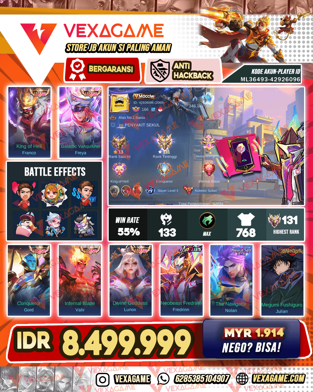 Franco Legend | Freya Legend | Gord Legend | Valir Legend | Lunox Legend | Emblem Hero Max | EX imo | Recall Tas2