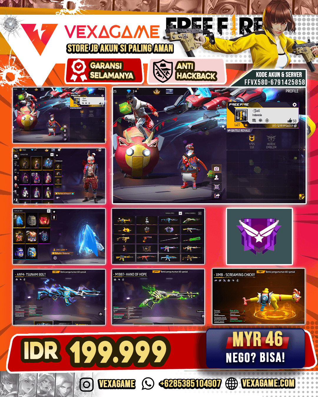 The Hare of Despair Bundle | Backpack Undersea | XM8 Screaming Chicky | SG Lumut | AN94 Tsunami Bolt |