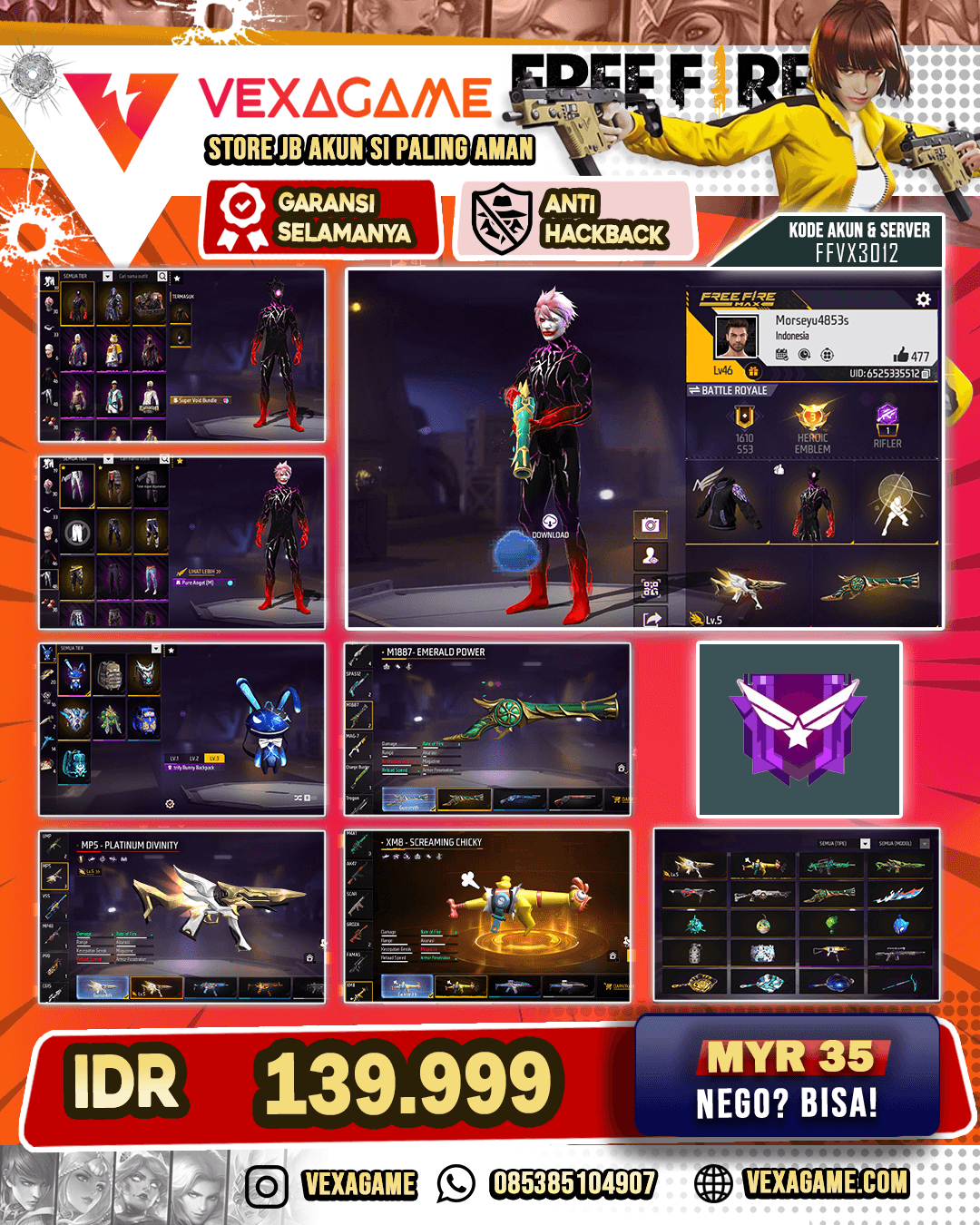 EVO MP5 Gemuk | SG Terompet | Bundle Void | C-Angel Putih | Backpack Bunny | Vault OTW 50