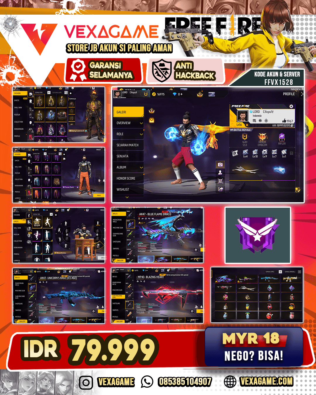AKUN PELAJAR | AK47 Blue Flame Draco Lv 3 | SG Green Flame Draco LV 2 | AK47 Unicorn's Rage | SCAR Paradise