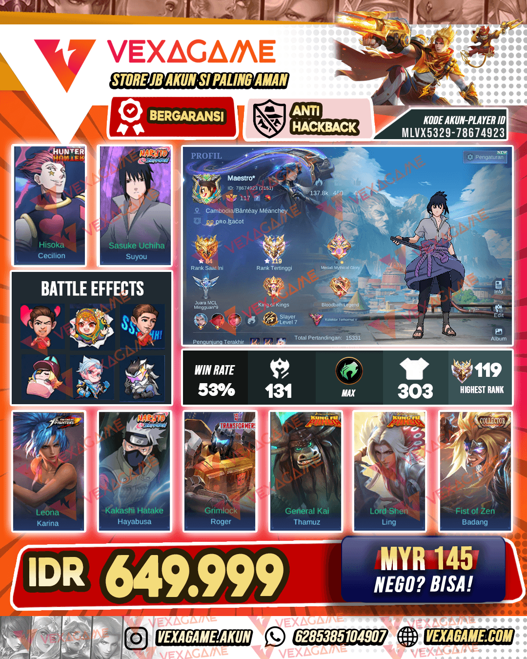 Suyou Sasuke | Hayabusa Kakashi | Cecillion HxH | Ling Kungfu Panda | Bdang CC